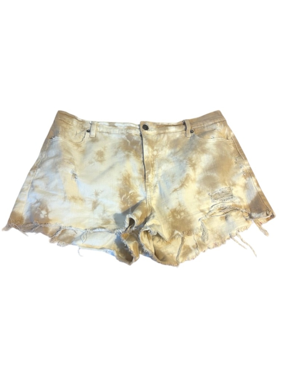 aerie Tie-Dye Distressed Denim Shorts - Cream Size XL